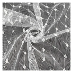 Wholesale White Soft Tulle Mosquito Netting Fabric Polyester Mesh Jacquard Fabric