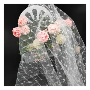 Wholesale White Soft Tulle Mosquito Netting Fabric Polyester Mesh Jacquard Fabric