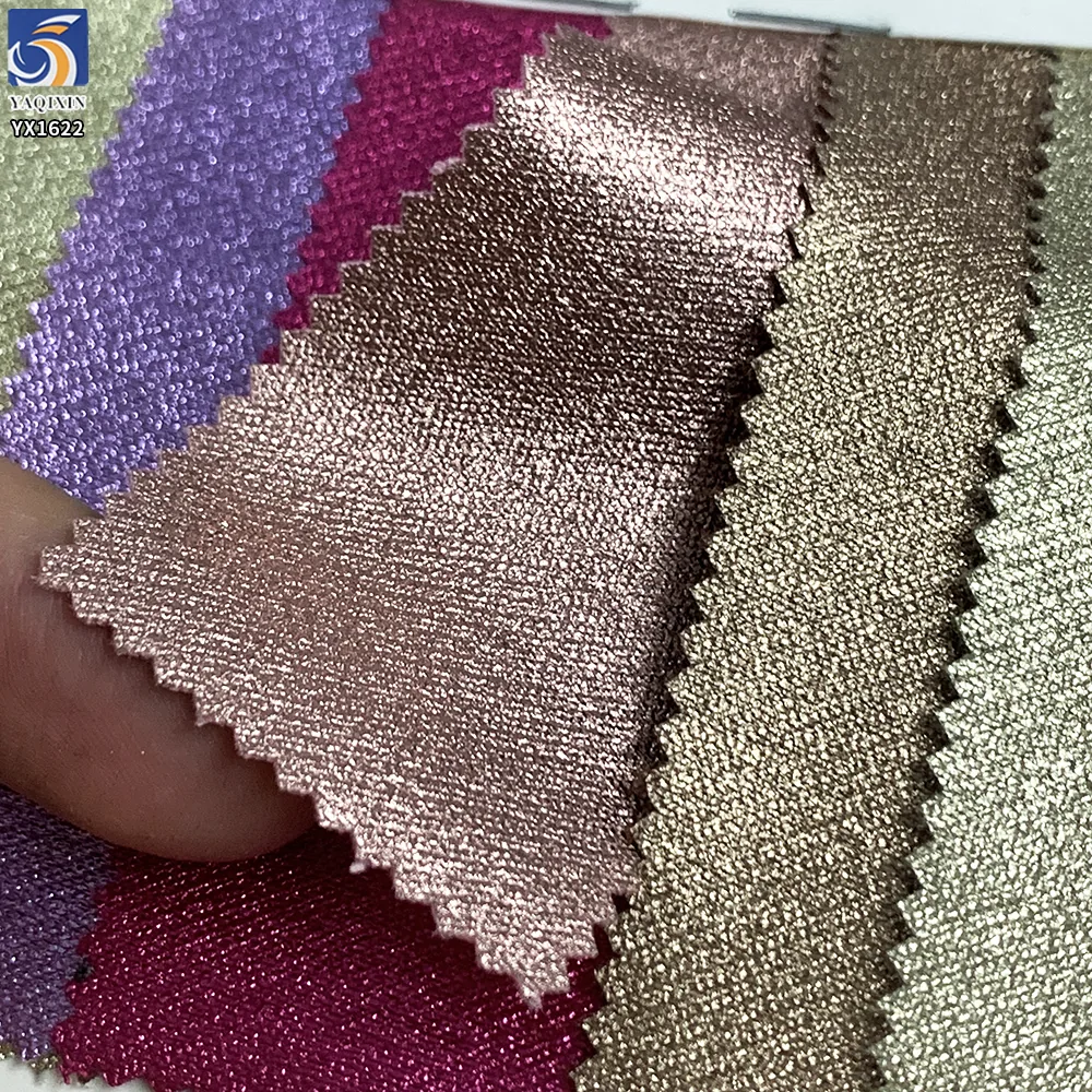 YX1622 Shimmer Stretch Knit Fabric Metallic Foil Surface for Womens Dresses Tops Skirts and Fashion Apparel