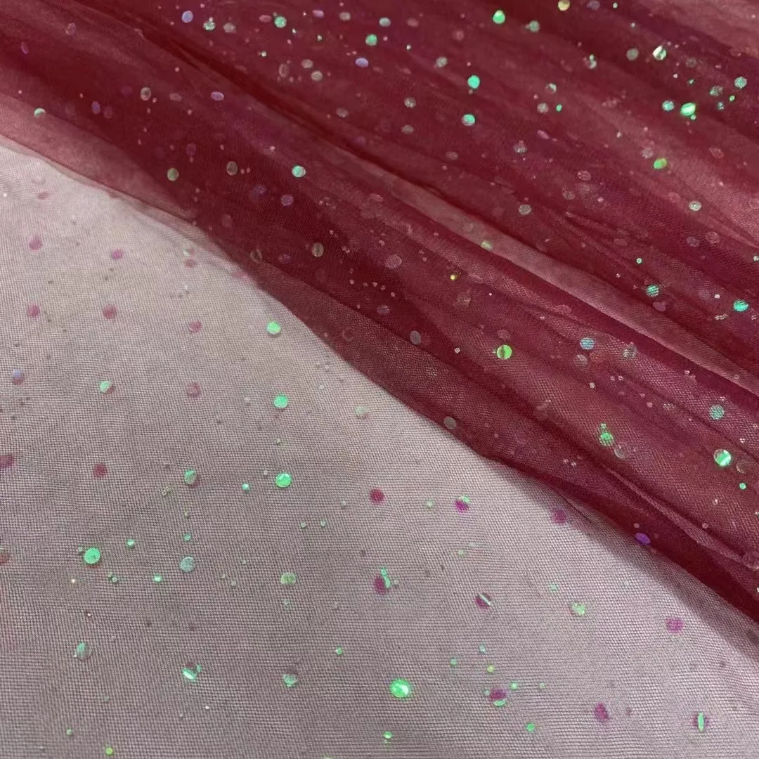 Guangzhou Supplier Free Sample Sparkle Sequins Tulle Textile Children's Skirt Fashion Fabric