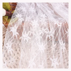 THM004 Cheap Textile Jacquard 100% Nylon Tulle Mesh Net Fabric Luxurious Wedding Bridal Tulle for Girls Dress