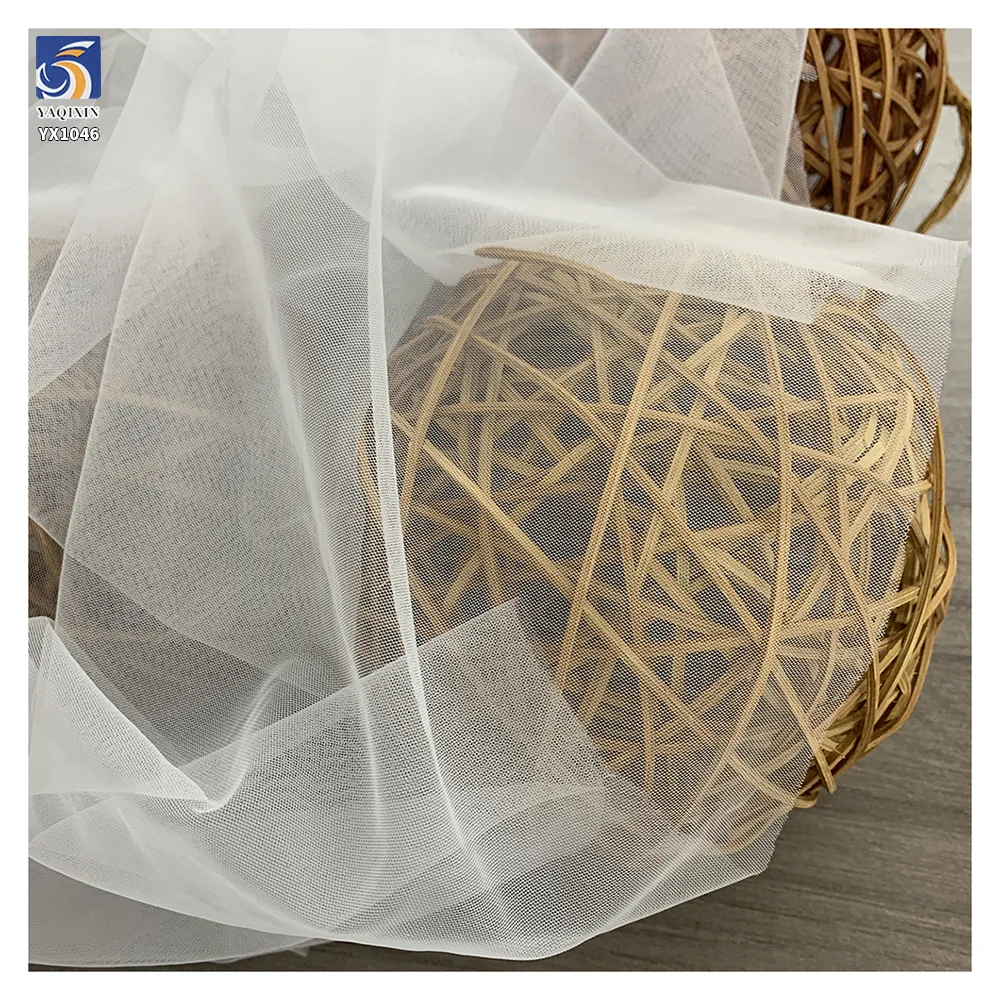 YX1046 High Quality and Cheap Soft White Nylon Tulle Fabric Knitted Mesh 20gsm Wedding Curtain Fabric Tulle Voile Fabrics