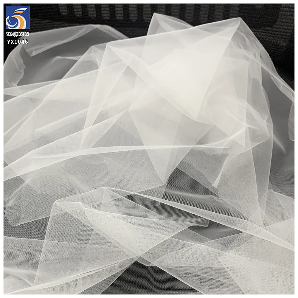 YX1046 High Quality and Cheap Soft White Nylon Tulle Fabric Knitted Mesh 20gsm Wedding Curtain Fabric Tulle Voile Fabrics