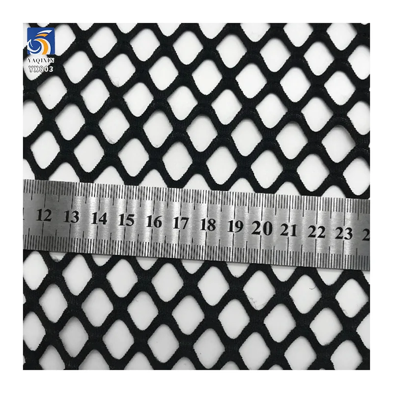 YX803-1 2026 Summer New European and American Bikini Swimsuit Fabric Sexy Black Hollow Knitted Diamond Big Mesh Fabric