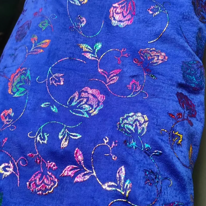 YX1624 Shiny Multicolor Rose Flower Stretch Knit Fabric Multicolor Shiny Pattern for Womenswear and Fashion Garments