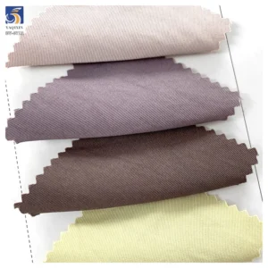 DV-6713 Factory Direct Low MOQ 155g 100% Polyester Light Khaki Fine Twill Fabric 150cm for Ladies Casual Pants
