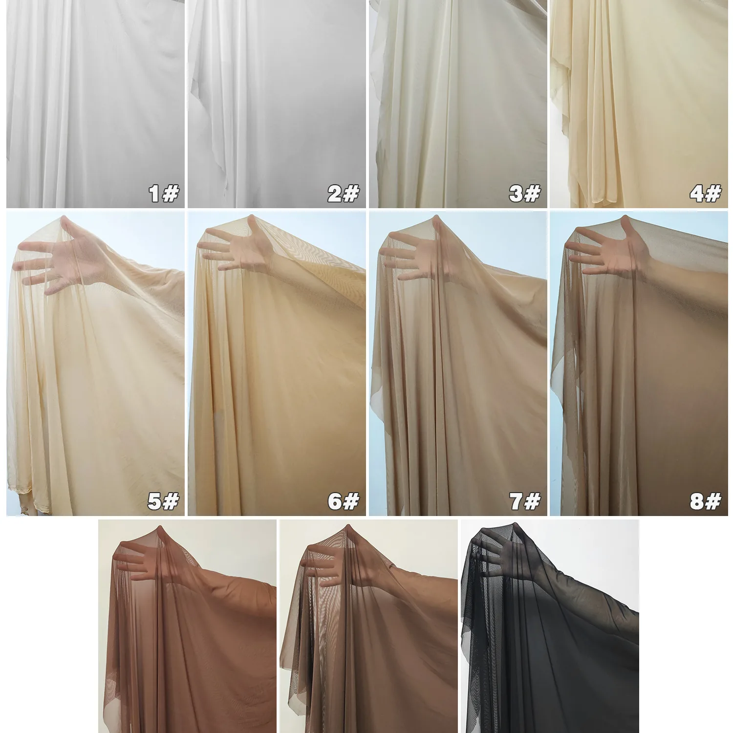 YX442-3 Nude Skin Color Spandex Elastic Tulle Fabric 4-Way Stretch Power Net Mesh for Sportswear and Lingerie Ready-Made