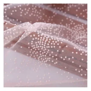 ZRT12 Guangzhou Wholesale Flocked Fireworks Swiss Dot Spots Tulle Fabric Nylon Tulle Textile for Home Decor