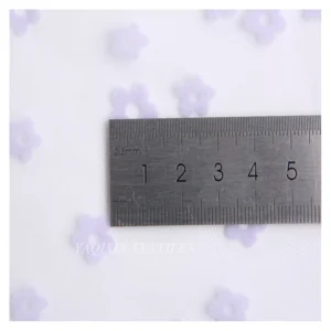 Girls Skirt Floral White Flocked Print 100%Nylon Mesh Fabric Tulle Roll Fabric Textile Wholesaler