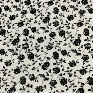 YX1155 2026 Popular Flocked Black Floral Mesh Fabric 4-Way Stretch Power Net Mesh Fabric With Black Floral Flock for Clothing