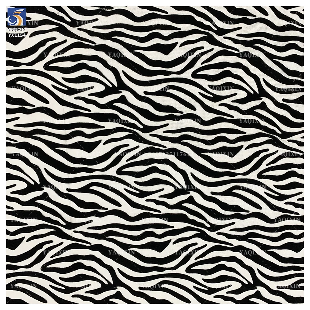 YX1154 Hot Selling Animal Zebra Print Flocked Mesh Fabric Spandex Four-Way Stretch Black Zebra Flocked Mesh Dress Fabric 2026