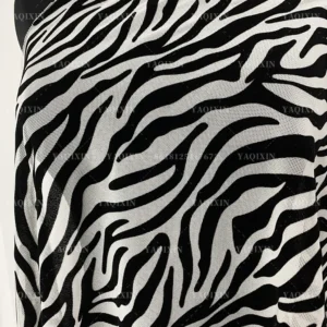 YX1154 Hot Selling Animal Zebra Print Flocked Mesh Fabric Spandex Four-Way Stretch Black Zebra Flocked Mesh Dress Fabric 2026