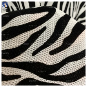 YX1154 Hot Selling Animal Zebra Print Flocked Mesh Fabric Spandex Four-Way Stretch Black Zebra Flocked Mesh Dress Fabric 2026