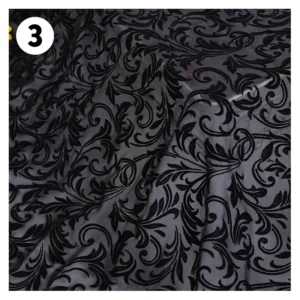 2024 Custom Design Pattern Flock Stretch Tulle Fabric Nylon Spandex Stretch Flocked Mesh Tulle Fabric for Dress