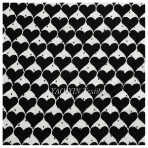 2026 New Arrivals Burnt Out Flocking Mesh Velvet Lace Fabric Heart Spandex Nylon Knitted Stretch Power Mesh Fabric
