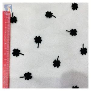 Competitive Price Flock Tulle Net Fabric Dress Model Latest Black French Small Floral Flocked Tulle Mesh Lace Fabric