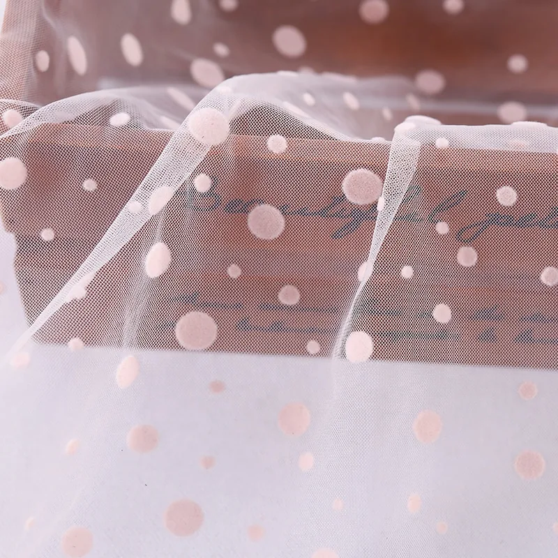 Brown Soft Swiss Dot Flocking Mesh Tulle Fabric Fashion Clothing Dress Fabric for Women