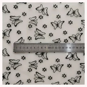Butterfly Flower Flocking Printed Voile Tulle Fabric Black Velvet Flocked Mesh Lace Fabric for Women Dress