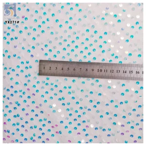 YX271 European and American Style Fashion Dress Fabric 120gsm Multicolor Gradient 5mm Sequin Mesh Lace Fabric