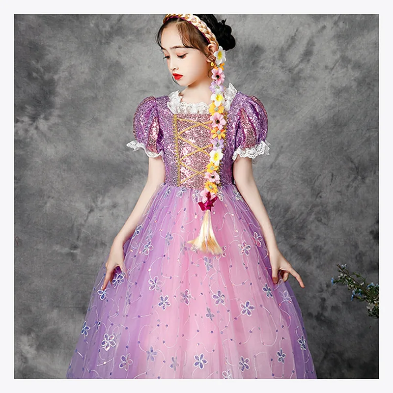SCX001 Hot Selling Five Petal Flower Pink Sequin Fabric Embroidery Tulle Mesh Fabric Girl Clothing Fabric