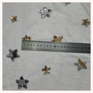 CP13 Beautiful Gold/Silver Sparkling Sequins Stars Tulle Lace Fabric for Prom/Wedding Gowns