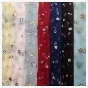 CP13 Beautiful Gold/Silver Sparkling Sequins Stars Tulle Lace Fabric for Prom/Wedding Gowns