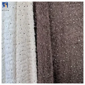YX1423 2026 Winter White Fashion Chiffon Fabric for Women's Clothing French New Design Tassel Chiffon Fabric With Sequin