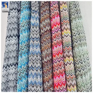 YX1502 270gsm Yarn Dyed Knitted Jacquard Sequin Fabric Boho Ethnic Openwork Mesh Fabric for Swimwear Cover up Women Blouse