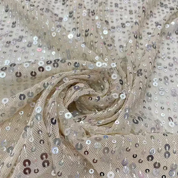 YX1436 140cm 200gsm Wholesale Royal Blue Sparkle Sequin Tulle Net Fabric for Bridal Wear Stage Dress and Fashion Garment