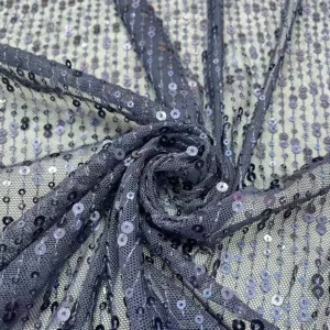 YX1436 140cm 200gsm Wholesale Royal Blue Sparkle Sequin Tulle Net Fabric for Bridal Wear Stage Dress and Fashion Garment