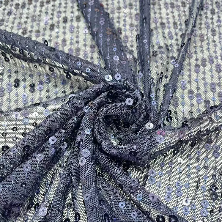 YX1436 140cm 200gsm Wholesale Royal Blue Sparkle Sequin Tulle Net Fabric for Bridal Wear Stage Dress and Fashion Garment