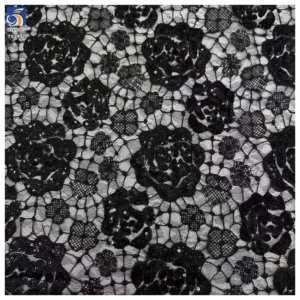 YX1437 Embroidered Big Florals Water Soluble Lace Fabric With 5mm Sequins for Bridal Wedding Dress & Evening Partywear Textile