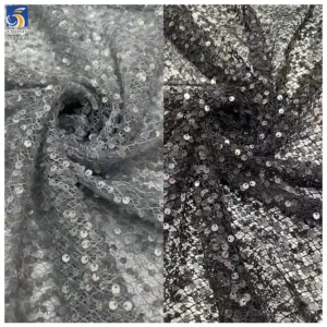 YX1440 130cm 300gsm High Quality Red Holographic Laser Sequined Mesh Net Tulle Fabric for Prom Dress & Partywear Textile