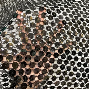 YX1438 300gsm Premium 10mm Round Sequins Mesh Fabric Glitter Net Tulle for Bridal Wedding Dress Evening & Party Wear Fabric