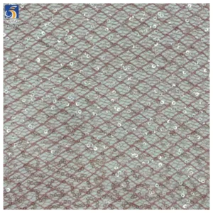 YX1439 300gsm Luxury 3mm Sequin Mesh Fabric Golden Glitter Net Tulle for Bridal Evening Dress Party Wear Fashion Apparel