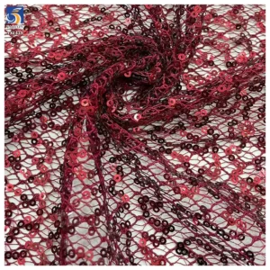 YX1439 300gsm Luxury 3mm Sequin Mesh Fabric Golden Glitter Net Tulle for Bridal Evening Dress Party Wear Fashion Apparel