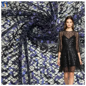 YX1439 300gsm Luxury 3mm Sequin Mesh Fabric Golden Glitter Net Tulle for Bridal Evening Dress Party Wear Fashion Apparel