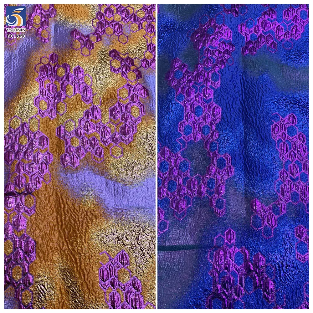 YX1560 Manufacturer Wholesale Two Tone Metallic Brocade Jacquard Fabric 150GSM for Women's Dresses and Fashion Apparel