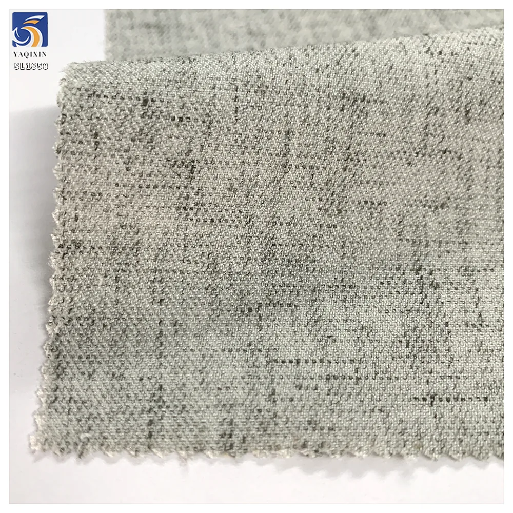 SL1858 240g Blend Material 87% Polyester 7% Linen 6% Spandex Gray Fashionable Stretch Slub Linen Fabric for Suiting