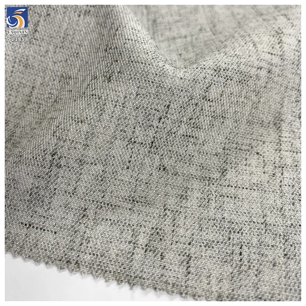 SL1858 240g Blend Material 87% Polyester 7% Linen 6% Spandex Gray Fashionable Stretch Slub Linen Fabric for Suiting