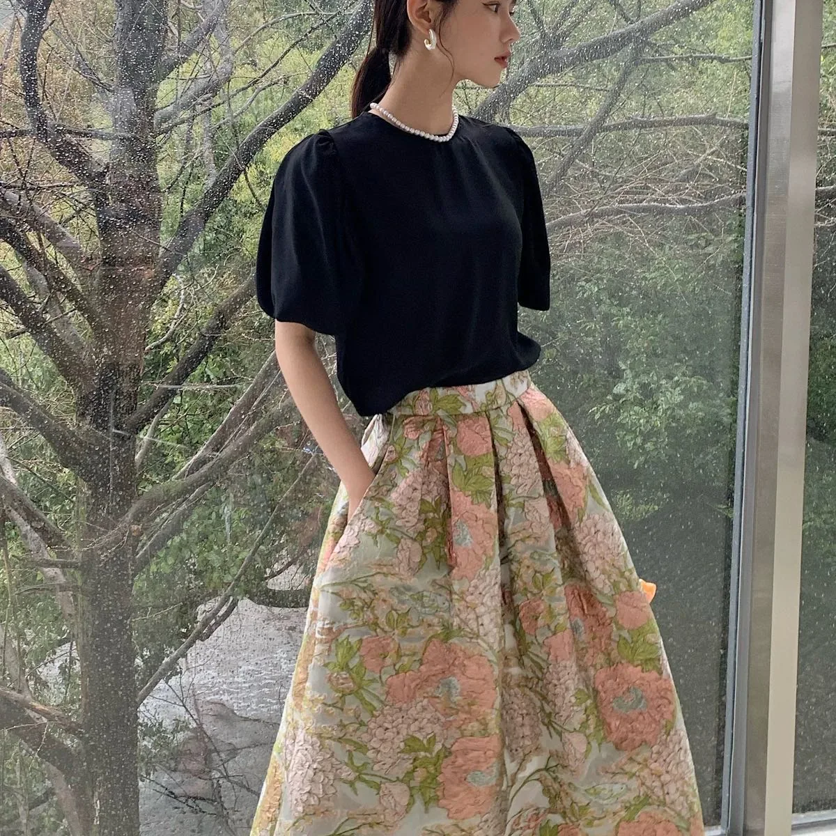 YX1166 2026 New 100 Polyester Green 3D Yarn-Dyed Jacquard Florals Fabric Nigerian Guinea Brocade Fabrics for Women