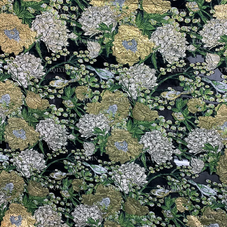 YX1166 2026 New 100 Polyester Green 3D Yarn-Dyed Jacquard Florals Fabric Nigerian Guinea Brocade Fabrics for Women