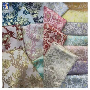 YX1237 Low Moq by 1 Yard Sales 193gsm 100% Polyester Yarn-Dyed Brocade Satin Fabric Jacquard Chinese Big Flowers Brocade