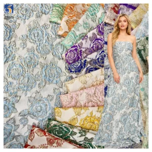 YX1240 Popular New Design Fashion Polyester Brocade Textiles Fabrics Embossed Jacquard Brocade Fabric Custom by Yard