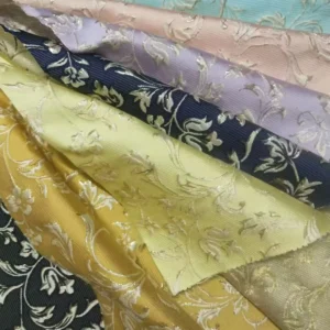 YX1350 Luxurious Two-Tone Gold Thread Lurex Brocade Fabric Polyester Brocade Jacquard Dress Fabric for Beautiful Woman