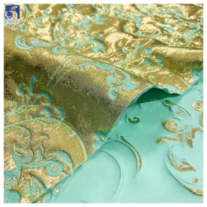 YX1350 Luxurious Two-Tone Gold Thread Lurex Brocade Fabric Polyester Brocade Jacquard Dress Fabric for Beautiful Woman