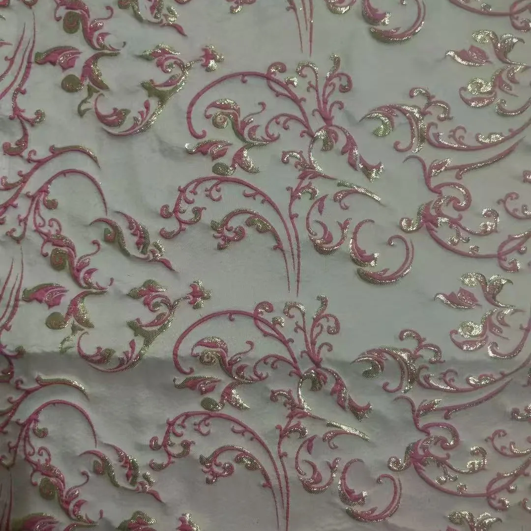 YX1350 Luxurious Two-Tone Gold Thread Lurex Brocade Fabric Polyester Brocade Jacquard Dress Fabric for Beautiful Woman