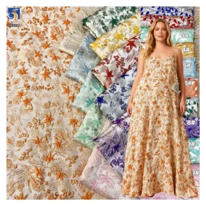 YX1239 High Quality 176gsm 100% Polyester Gold Brocade Textured Jacquard Fabric for Women Garments Brocade Fabric 2026