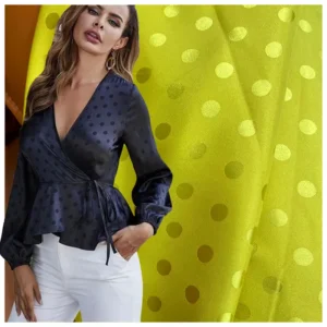DMF002 Chinese Manufacturer Wholesale Price Polka Dot Jacquard Satin Fabric by the Yard