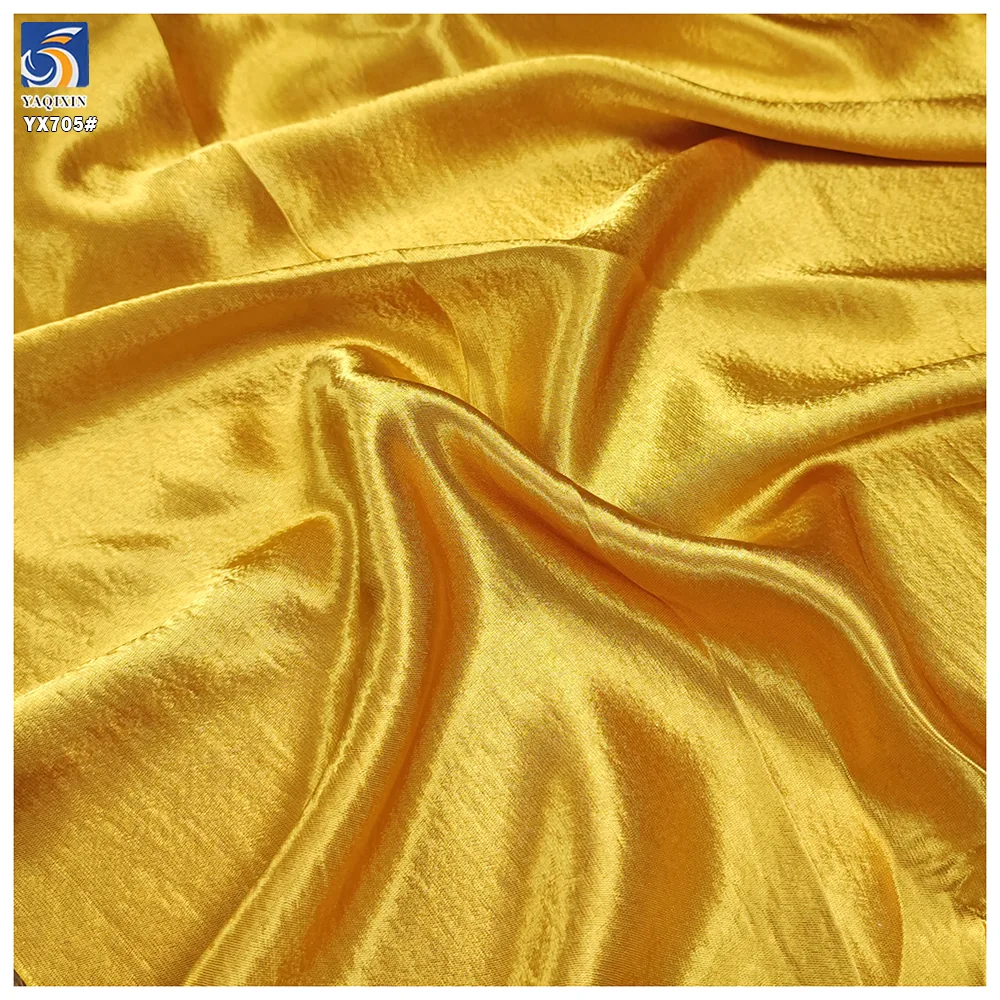 YX705 Luxurious 200gsm Polyester Super Soft Golden Satin Fabric Dress Garment Material Silky Smooth Satin Fabric Acetic